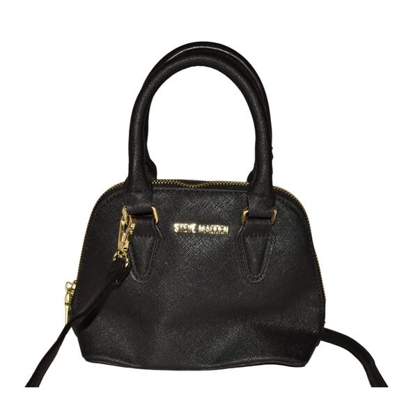 STEVE MADDEN $88 Faith Saffiano Small Leather Crossbody Black - Picture 1 of 5